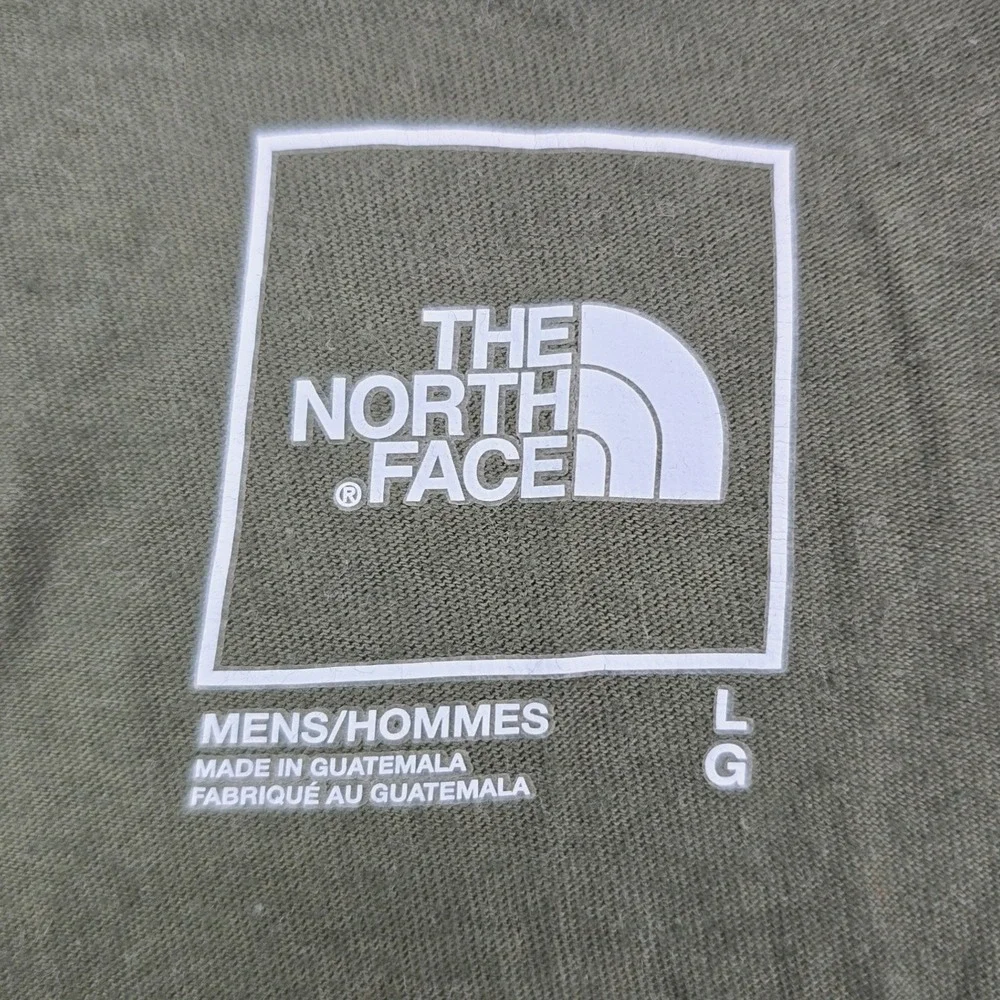 The North Face Long Sleeve Shirt Mens Large Olive Green Sleeve Logo Patch Tee